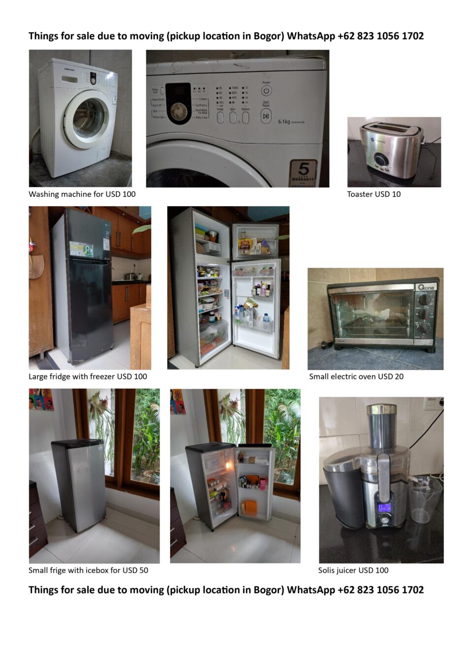 household furnishing and appliances for sale